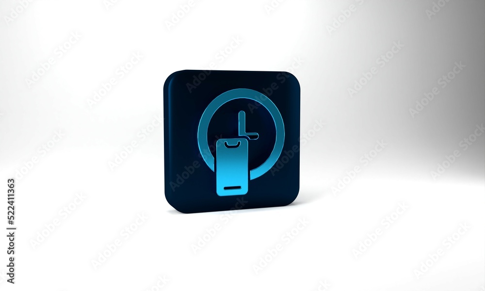 Blue Round the clock delivery icon isolated on grey background. Blue square button. 3d illustration 3D render Blue Round the clock delivery icon isolated on grey background. Blue square button. 3d illustration 3D render