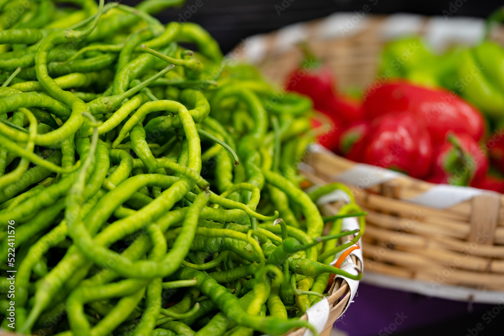 Green beans for sale at street market in Istanbul