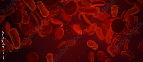 Obraz na płótnie Red Blood Cells flowing 3D Render