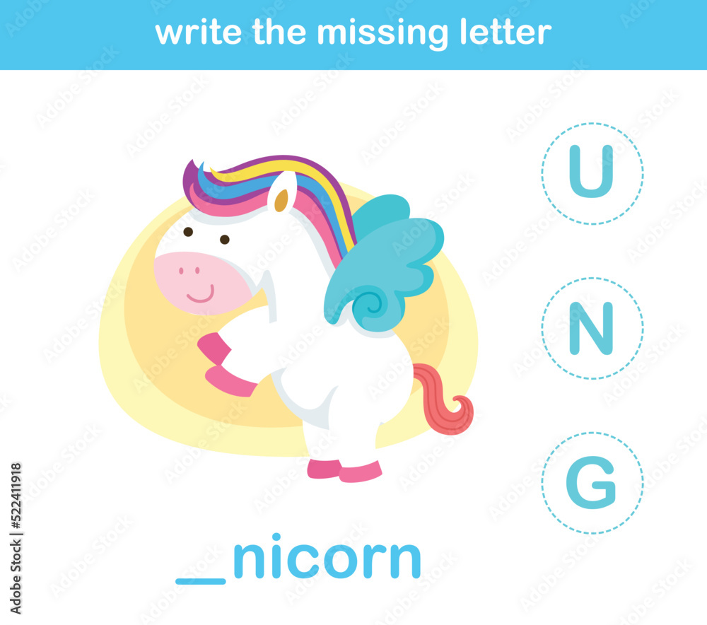 write the missing letter,illustration, vector write the missing letter,illustration, vector