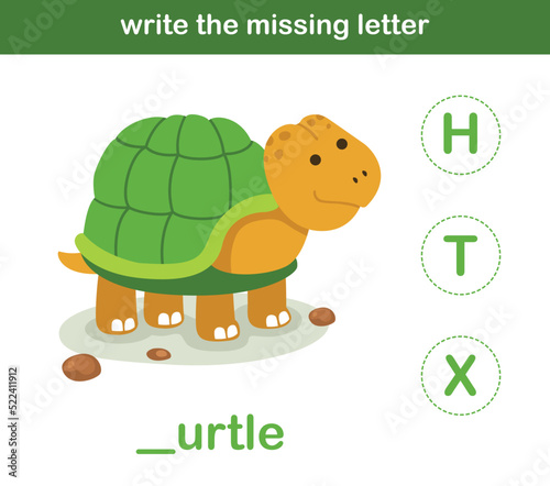 write the missing letter,illustration, vector