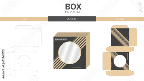 Box packaging and mockup die cut template	
