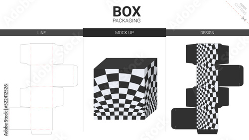 Box packaging and mockup die cut template	
