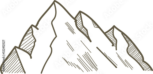 hand drawn illustration of a sketch of a tree and moutain photo