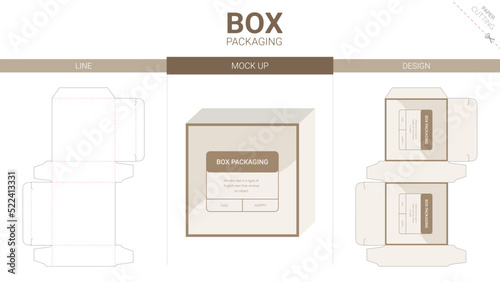 Box packaging and mockup die cut template	
