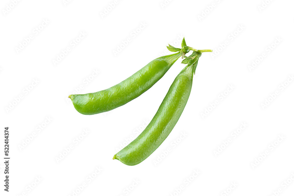 Green pea pods isolated on white. Green pea pods isolated on white.