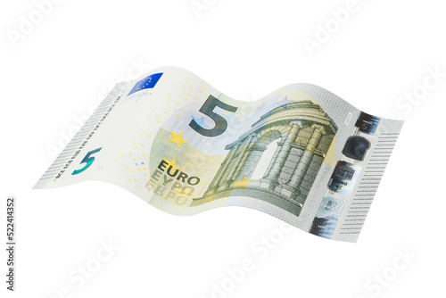Five Euro bill isolated with transparent background photo