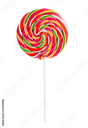 Colorful spiral Lollipop Isolated with transparent background photo