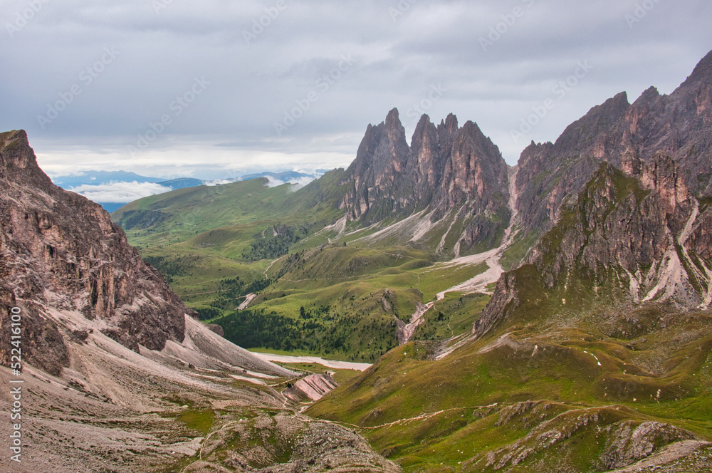 Fototapeta premium Hiking in clouds, Alta Via 2, Dolomites, Italy