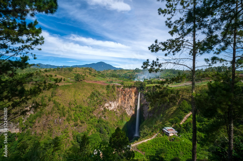 Beautifull view of Sipiso-Piso Waterfall. Sipiso-piso waterfall, is one of the tallest waterfall in Indonesia. Sipiso-Piso Waterfall has beautiful scenery and fascinating sightseeing. 