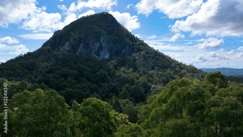 Tree top flight reveals the stunning volcanic plug Mt Cooroora - Queensland photo