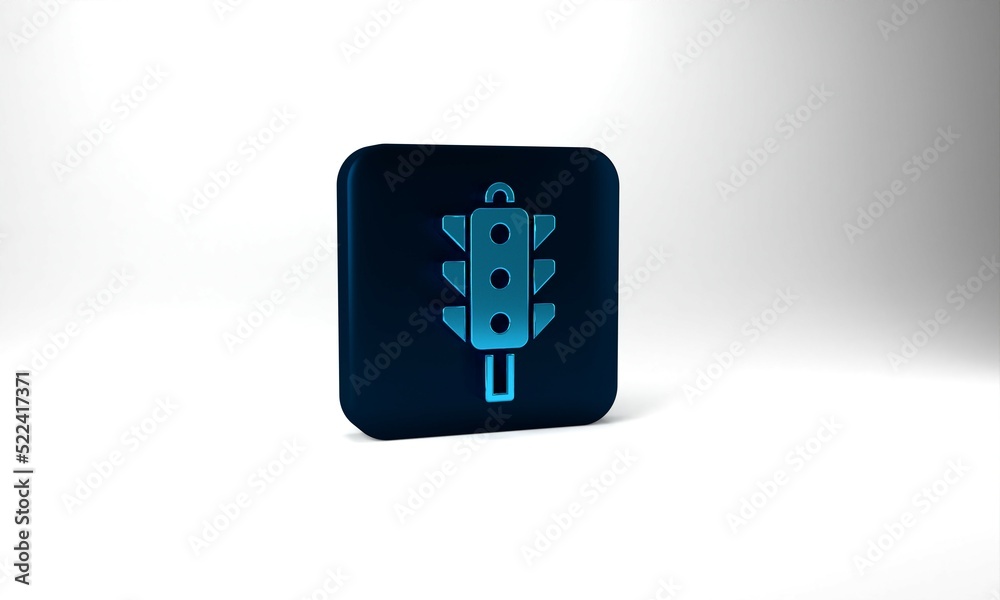 Blue Traffic light icon isolated on grey background. Blue square button. 3d illustration 3D render Blue Traffic light icon isolated on grey background. Blue square button. 3d illustration 3D render