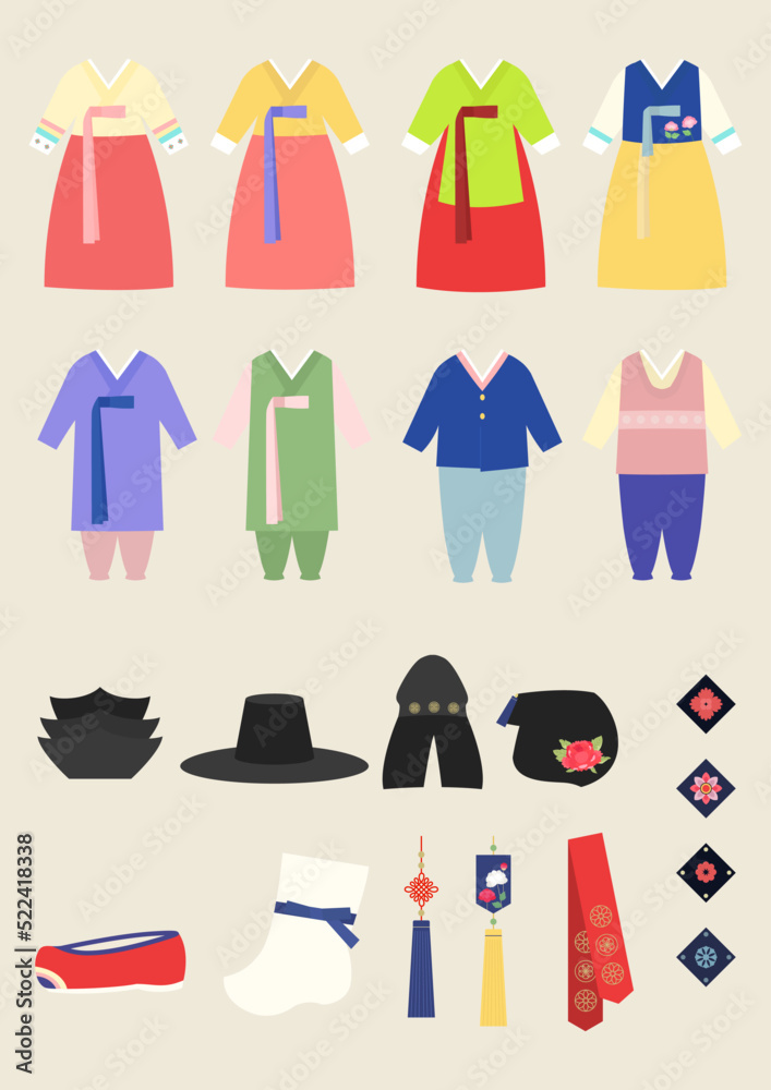 Vector illustrations of Korean traditional clothing. Vector illustrations of Korean traditional clothing.