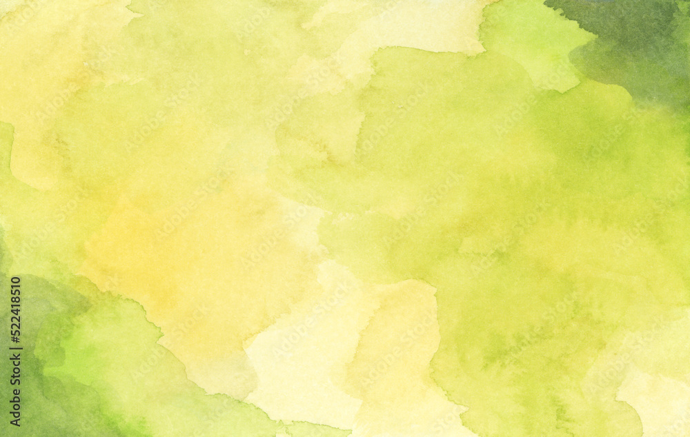 Green abstract watercolor texture background. Vintage grunge textured design on paper in summer or springtime.