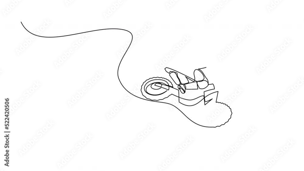 Self drawing animation of one line motocross rider conquer track obstacles at race track. Animated extreme sport concept. 4K Self drawing animation of one line motocross rider conquer track obstacles at race track. Animated extreme sport concept. 4K