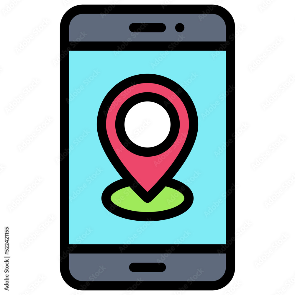 Map pin on smartphone icon, location map and navigation vector Map pin on smartphone icon, location map and navigation vector