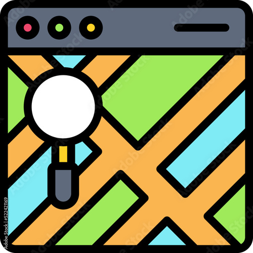 Search locations icon, location map and navigation vector