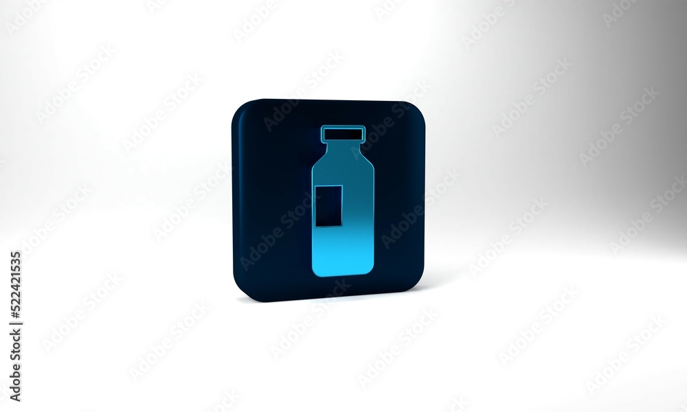 Blue Bottle of water icon isolated on grey background. Soda aqua drink sign. Blue square button. 3d illustration 3D render Blue Bottle of water icon isolated on grey background. Soda aqua drink sign. Blue square button. 3d illustration 3D render