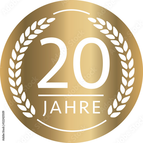 Button 20 Jahre Gold