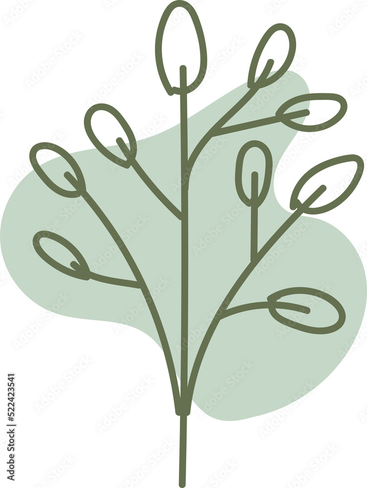 Fototapeta premium Handdrawn floral lineart with organic shape, Leaves element illustration for design