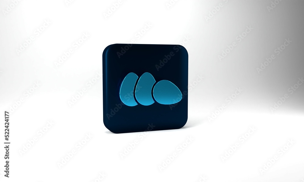 Blue Chicken egg icon isolated on grey background. Blue square button. 3d illustration 3D render Blue Chicken egg icon isolated on grey background. Blue square button. 3d illustration 3D render