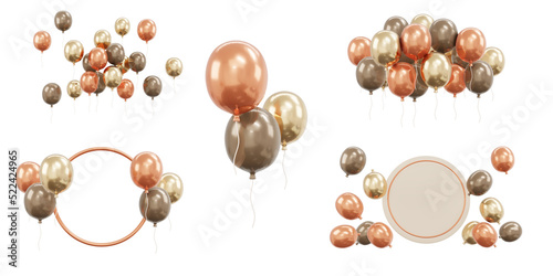 Wallpaper Mural 3D Rendering set of gift and balloon element for decoration isolated background Torontodigital.ca