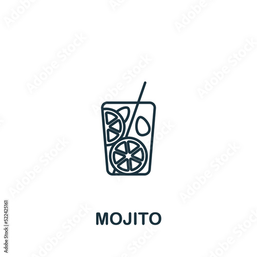 Mojito icon. Monochrome simple Drinks icon for templates, web design and infographics