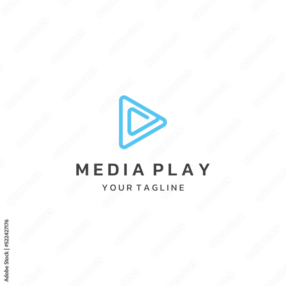 Media logo play button with modern triangle, the logo can be used for multimedia, printing, technology and other businesses. Media logo play button with modern triangle, the logo can be used for multimedia, printing, technology and other businesses.