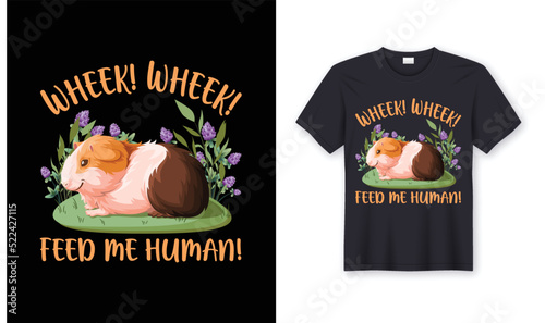 Guinea Pig T-Shirt Design Vector Template.