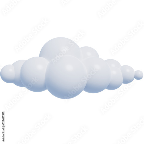 White 3d clouds.Cartoon fluffy clouds icon. 3d render illustration.