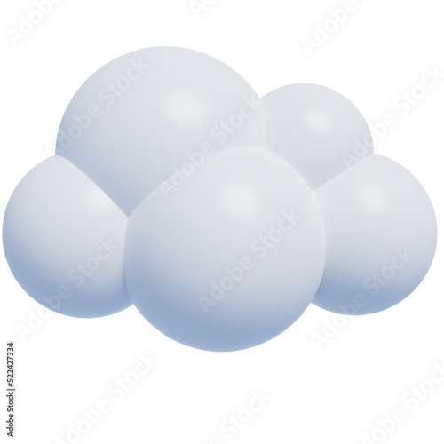 White 3d clouds.Cartoon fluffy clouds icon. 3d render illustration. © Man As Thep