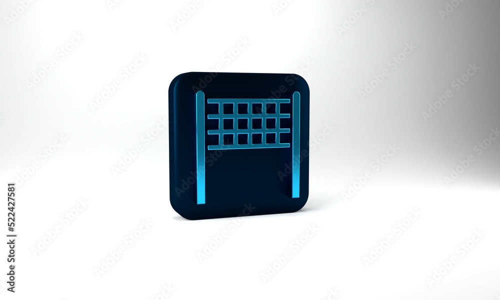 Blue Volleyball net icon isolated on grey background. Blue square button. 3d illustration 3D render Blue Volleyball net icon isolated on grey background. Blue square button. 3d illustration 3D render