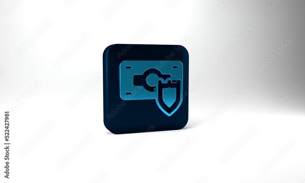 Blue Money with shield icon isolated on grey background. Insurance concept. Security, safety, protection, protect concept. Blue square button. 3d illustration 3D render Blue Money with shield icon isolated on grey background. Insurance concept. Security, safety, protection, protect concept. Blue square button. 3d illustration 3D render