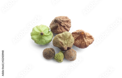 Isolated tectona grandis seeds on white background, soft and selective focus. photo