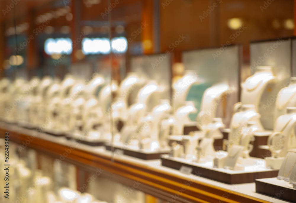 Blurred view of jewelry store, bokeh effect
