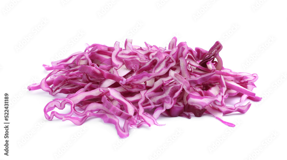 Shredded fresh red cabbage isolated on white Shredded fresh red cabbage isolated on white
