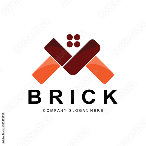 Bricks Logo Design, Material Stone Illustration Vector, Building Construction Icon