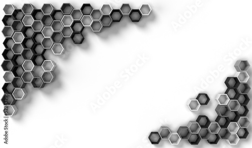 3d rendering image of hexagon solid shape on white background