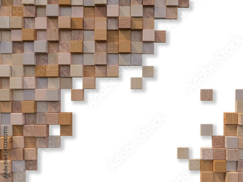 Fototapeta Naklejka Na Ścianę i Meble -  3d rendering image of cubic wooden wall