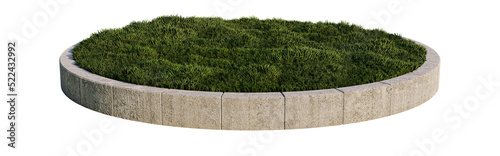 a 3d rendering image of brick edging around grasses field