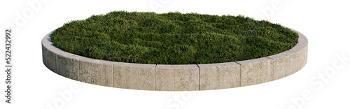 Valokuva a 3d rendering image of brick edging  around grasses field