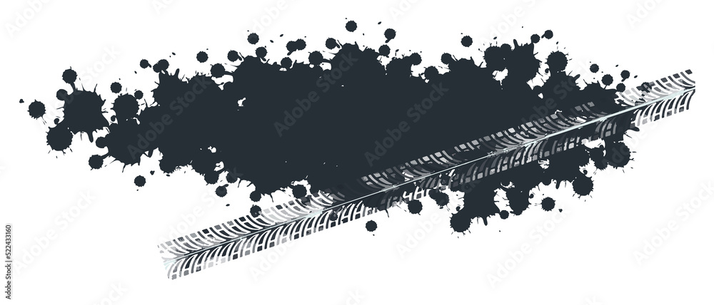 Colorful tire track on white background
