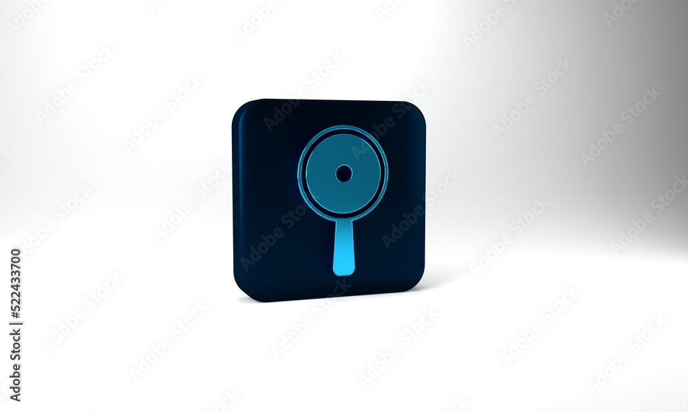 Blue Frying pan icon isolated on grey background. Fry or roast food symbol. Blue square button. 3d illustration 3D render Blue Frying pan icon isolated on grey background. Fry or roast food symbol. Blue square button. 3d illustration 3D render