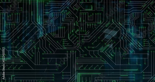 Animation of microprocessor connections over male hacker using laptop