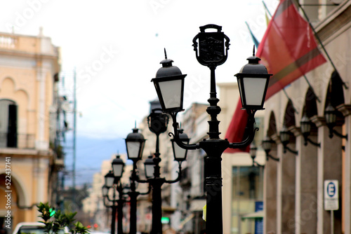 Farolas que rodean la Plaza Central de la Ciudad de Salta-Argentina photo
