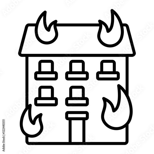 House Fire Line Icon
