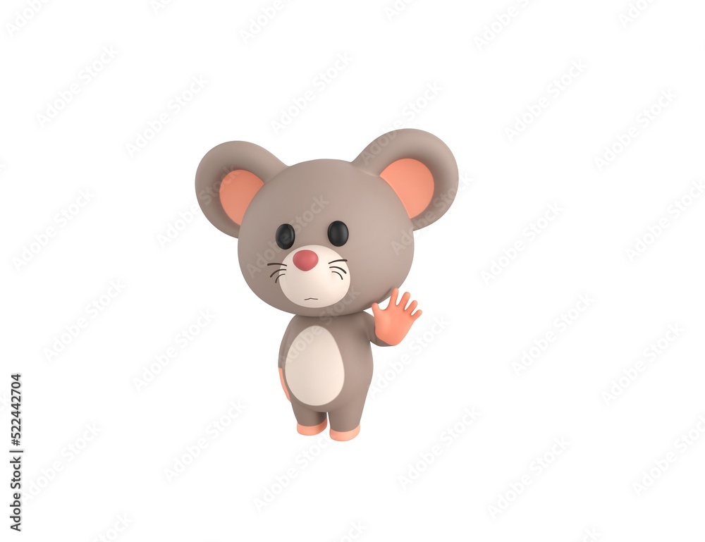Little Rat character saying hi in 3d rendering.
