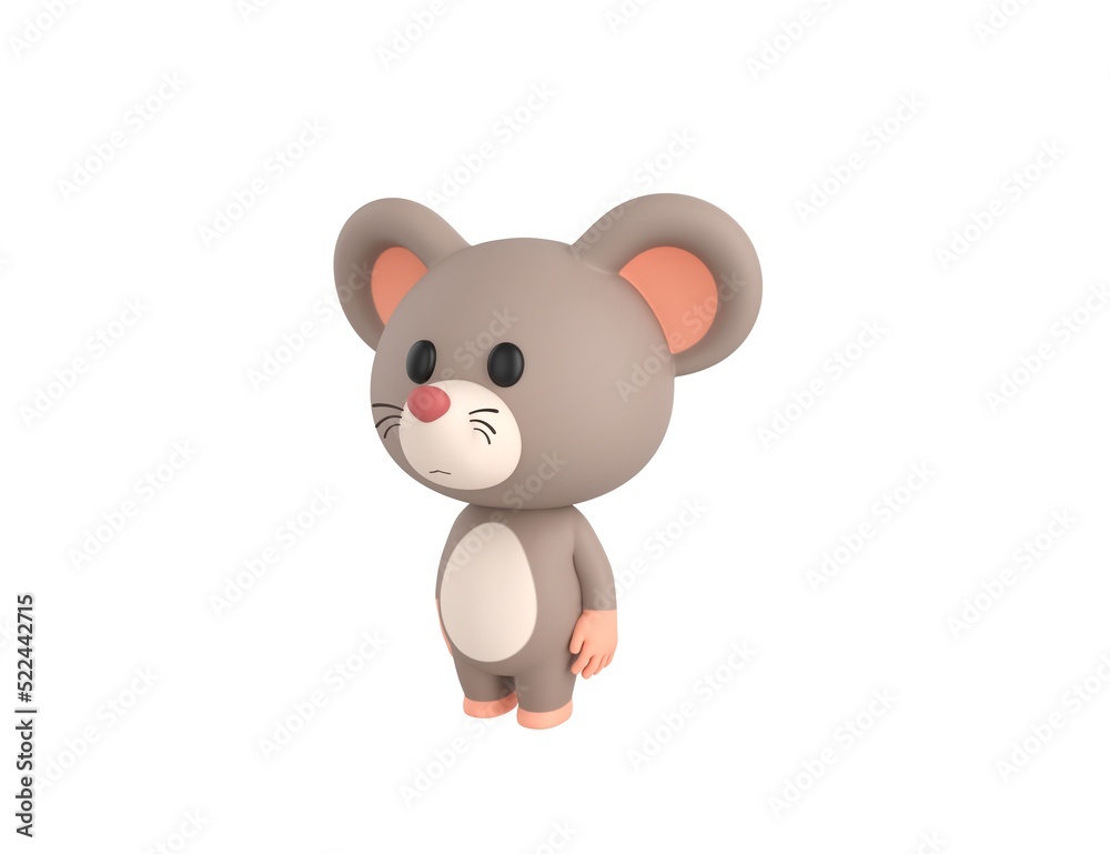 Naklejka premium Little Rat character standing in 3d rendering.