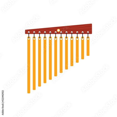 Bar Chimes percussion musical instrument flat vector illustration isolated.