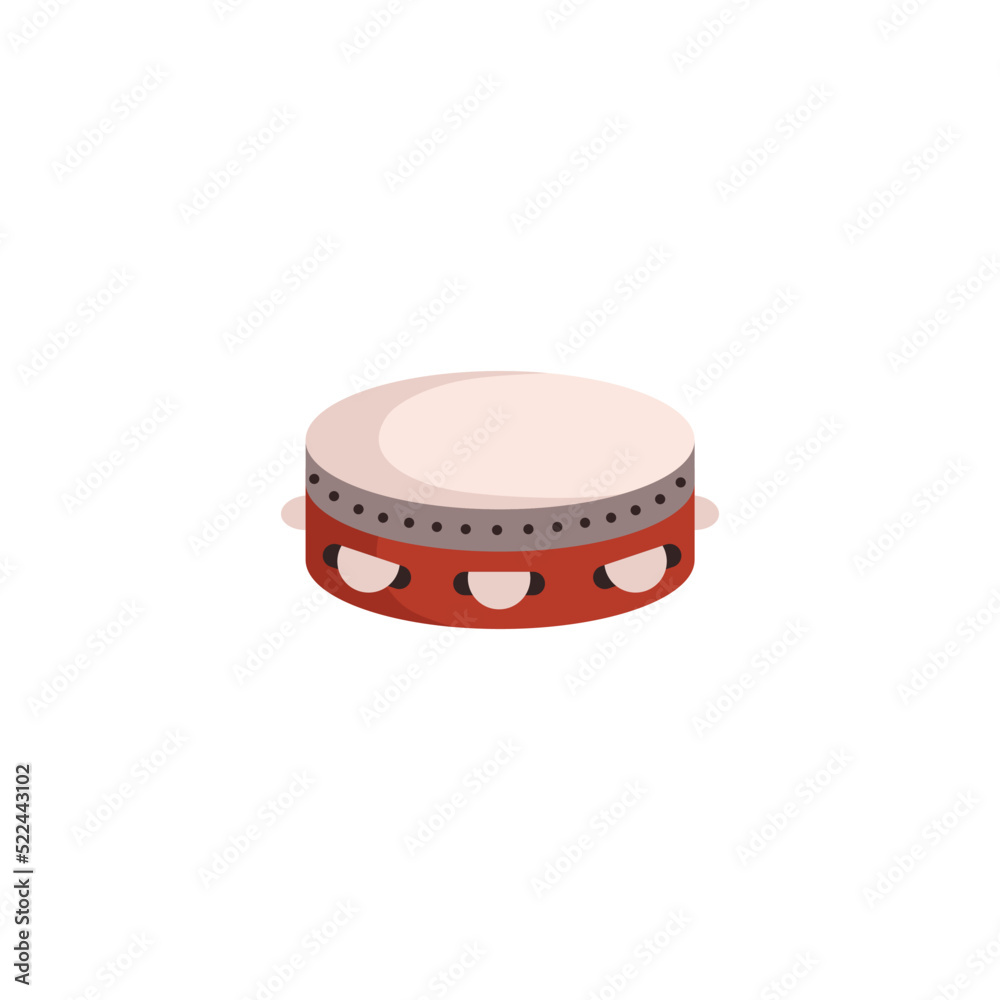 Tambourine percussion musical instrument, flat vector illustration isolated on white background. Tambourine percussion musical instrument, flat vector illustration isolated on white background.